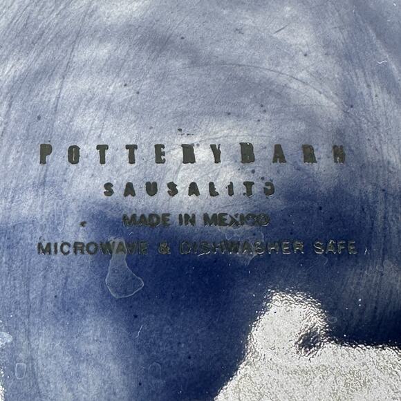 Pottery Barn Sausalito Salad Plates 10" Sapphire Blue Round Microwave Safe Lot 4 - Picture 5 of 6